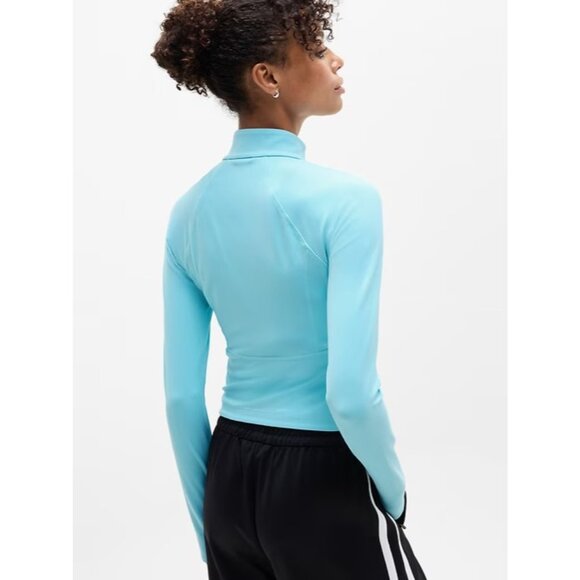 New Athleta M Salutation Crop Jacket Aqua Blue Medium Regular - Picture 4 of 7